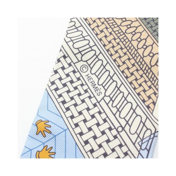 Pre Loved Hermes Luxurious Objects de Curiosite Twilly Silk Scarf - Picture 2 of 4